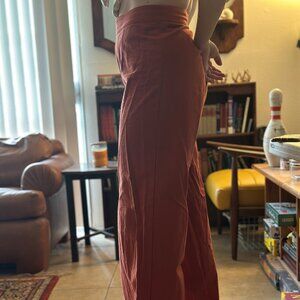 Retro Burnt Orange Linen Pants